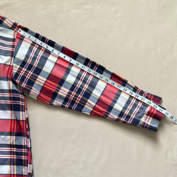 Cinch Men’s Red, White, and Navy Plaid Long Sleeve Button Down Shirt Size Large - Picture 6 of 8